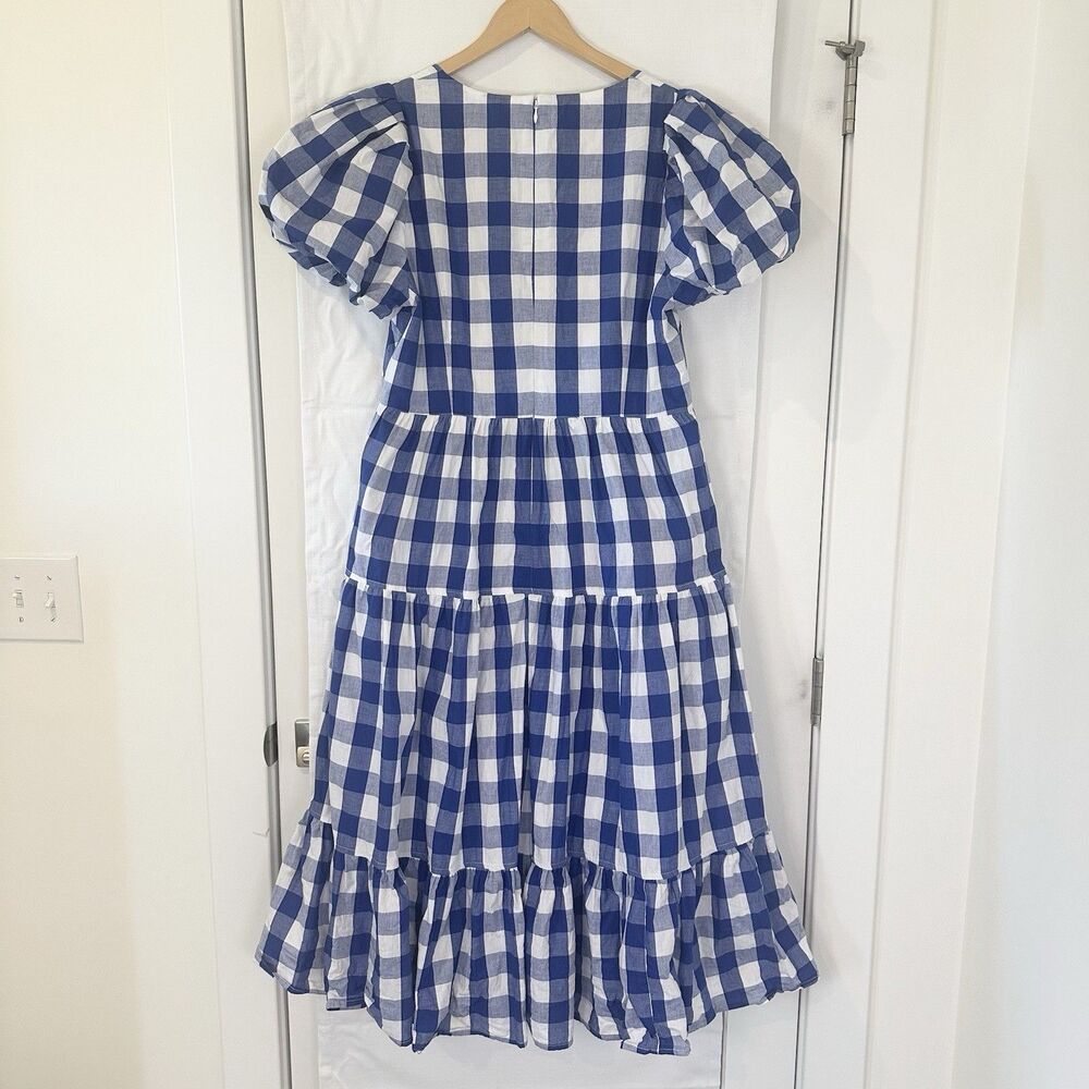 Antonio Melani Dress Women’s Size 12 Blue Gingham Midi Lined Cottagecore Dorothy - Picture 7 of 14